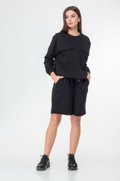 Бежевый жакет и кюлоты из вискозы и трикотажа Anelli 1012 черный - фото 1