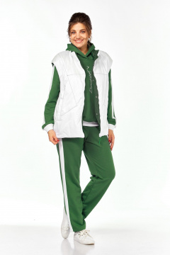 Костюм спортивный брюки жилет кофта больших размеров Диомант 1917 зелень - фото 1