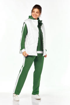 Костюм спортивный брюки жилет кофта больших размеров Диомант 1917 зелень - фото 2