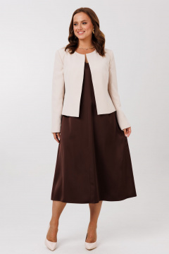 Жакет, платье Mubliz 292 бежевый-шоколад - фото 3