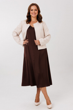 Жакет, платье Mubliz 292 бежевый-шоколад - фото 2