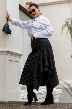 Рубашка, юбка, галстук ADARIN А55 черный/полоска - фото 3