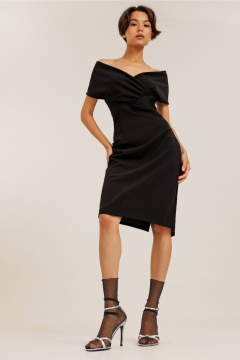 Черное трикотажное платье с задрапированным дизайном DILIA 0784 черный - фото 1