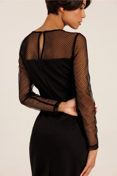 Платье за колено с фигурным вырезом и кокеткой DILIA 0803 черный - фото 2