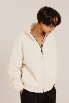 Жакет из искусственной ткани с воротником-стойкой и декоративной застежкой DILIA 0772 кремовый - фото 3