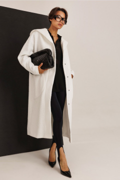 Пальто из искусственного меха с капюшоном и карманами в стиле на каждый день DILIA 0641-1 кремовый - фото 3