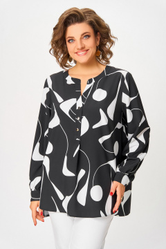 Блуза Swallow 851.1 черный/белый_принт - фото 5