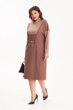 Миди платье из двух тканей с шнуром и карманами Almirastyle 398 - фото 3