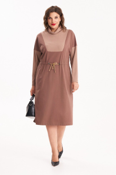 Миди платье из двух тканей с шнуром и карманами Almirastyle 398 - фото 2