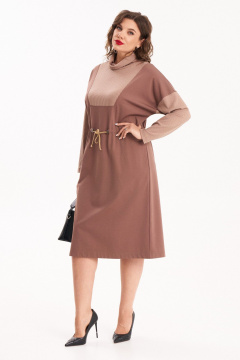 Миди платье из двух тканей с шнуром и карманами Almirastyle 398 - фото 4