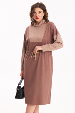 Миди платье из двух тканей с шнуром и карманами Almirastyle 398 - фото 5