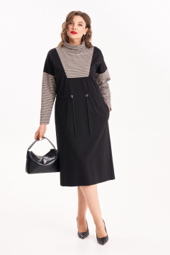 Демисезонное платье из двух видов ткани с кулиской по талии Almirastyle 398/1 - фото 1