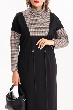 Демисезонное платье из двух видов ткани с кулиской по талии Almirastyle 398/1 - фото 5