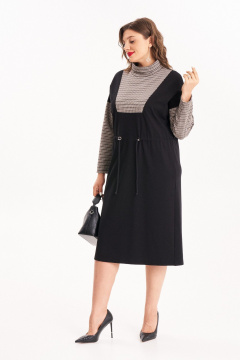 Демисезонное платье из двух видов ткани с кулиской по талии Almirastyle 398/1 - фото 4