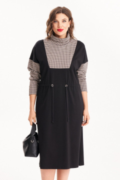 Демисезонное платье из двух видов ткани с кулиской по талии Almirastyle 398/1 - фото 2