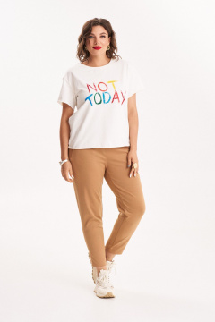 Бежевые брюки с высокой посадкой и накладными карманами Almirastyle 150-1 бежевый - фото 4