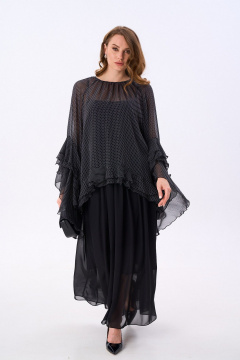 Блуза, комбинация, юбка NikVa 1001-1 чёрный_ горох - фото 4