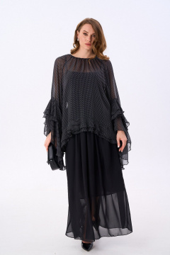 Блуза, комбинация, юбка NikVa 1001-1 чёрный_ горох - фото 3