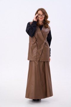 Жилет, юбка NikVa 741-3 шоколад - фото 1