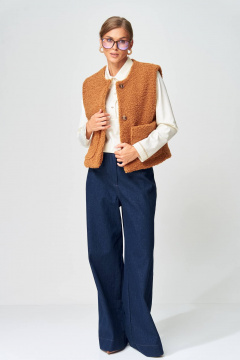 Брюки, жилет Gizart 5408/1 рыжий, синий - фото 2