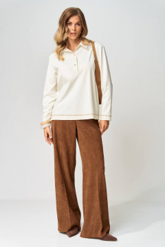 Брюки, джемпер Gizart 5412 молочный, коричневый - фото 1