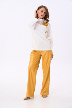 Брюки, джемпер NikVa 922-7 молоко_горчица - фото 5