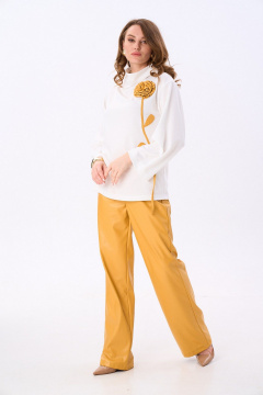 Джемпер NikVa 923-6 молоко_горчица - фото 5