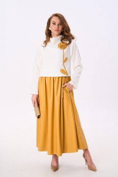 Платье NikVa 924-8 молоко_горчица - фото 1