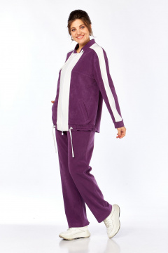 Костюм спортивный брюки толстовка больших размеров Tensi 402 сливовый - фото 2