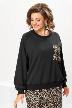 Джемпер, юбка Romanovich Style 2-2845 черный/леопард - фото 5