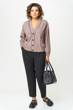 Брюки, кардиган Aira Style 24242 тауп-черный - фото 1