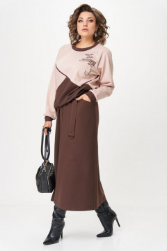 Джемпер, юбка Aira Style 24129/1 пудра-коричневый - фото 3