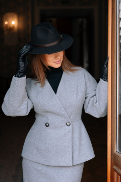 Жакет, юбка Marshop М207 серый - фото 3