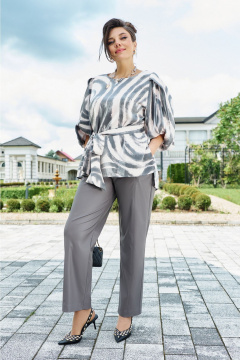 Блуза, брюки Vittoria Queen 26833 тауп_принт - фото 2