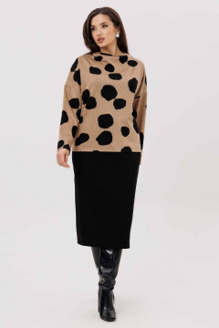 Джемпер, юбка Mislana 1247 бежевый/черный - фото 5