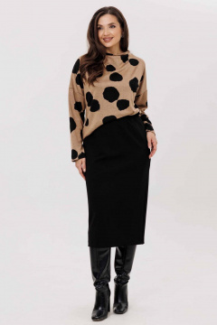 Джемпер, юбка Mislana 1247 бежевый/черный - фото 4