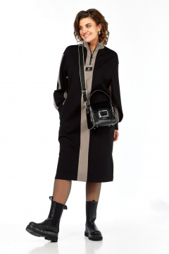 Платье Ольга Стиль С-972 черно-коричневый - фото 2