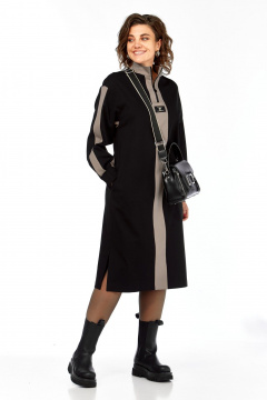 Платье Ольга Стиль С-972 черно-коричневый - фото 1