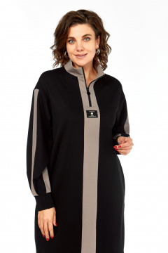 Платье Ольга Стиль С-972 черно-коричневый - фото 5