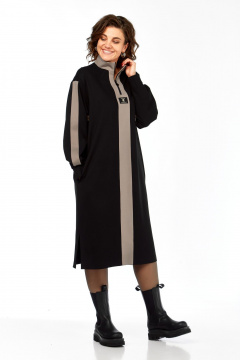 Платье Ольга Стиль С-972 черно-коричневый - фото 4