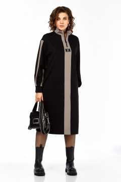 Платье Ольга Стиль С-972 черно-коричневый - фото 3