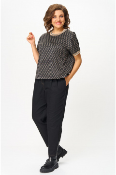Блуза Andina city 3014-25 черный_с_бежевым - фото 2