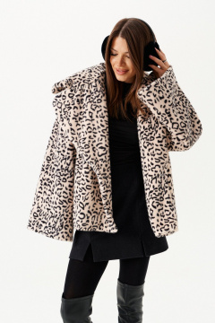 Полупальто женское из искусственного меха ELLETTO LIFE 3903 бежево-черный ELLETTO LIFE 3903 бежево-черный - фото 4