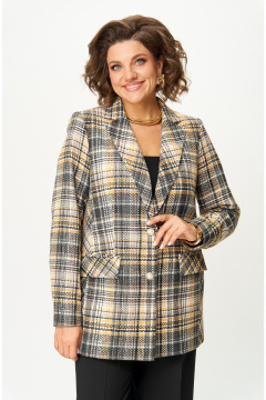 Жакет БелЭльСтиль 762-3_24_22 серо-желтый твид - фото 3