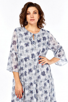 Платье Lady Style Classic 3007/1 синий_с_серым - фото 3