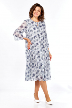 Платье Lady Style Classic 3007/1 синий_с_серым - фото 2