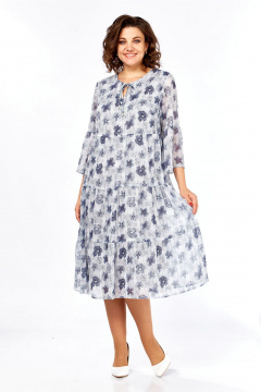 Платье Lady Style Classic 3007/1 синий_с_серым - фото 1