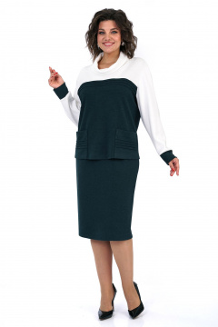 Блуза, юбка Alani Collection 2462 молоко-изумруд - фото 2