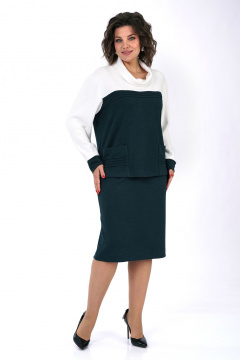 Блуза, юбка Alani Collection 2462 молоко-изумруд - фото 1