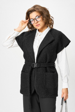 Костюм 2-ка из трикотажа с жилетом и широкими брюками Michel chic 1409 черный - фото 4